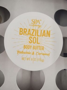 SPA Luxury Brazilian Sol Body Butter - Pistachio & Caramel (White/Yellow)